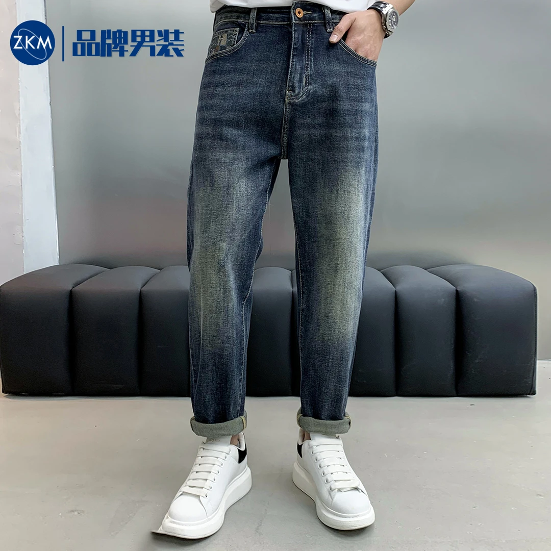 【高货原创】ZKM-68316春季潮流休闲水洗棉百搭显瘦小脚牛仔裤Q