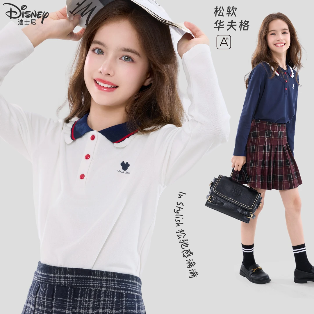 女童POLO衫长袖T恤2025新款春秋季儿童打底衫学院风大童休闲童装