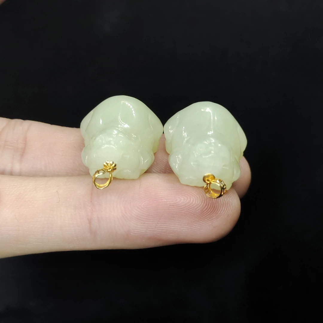 18k金和田玉貔貅吊坠赠链XP1【多样性发其一】约24-17-10mm