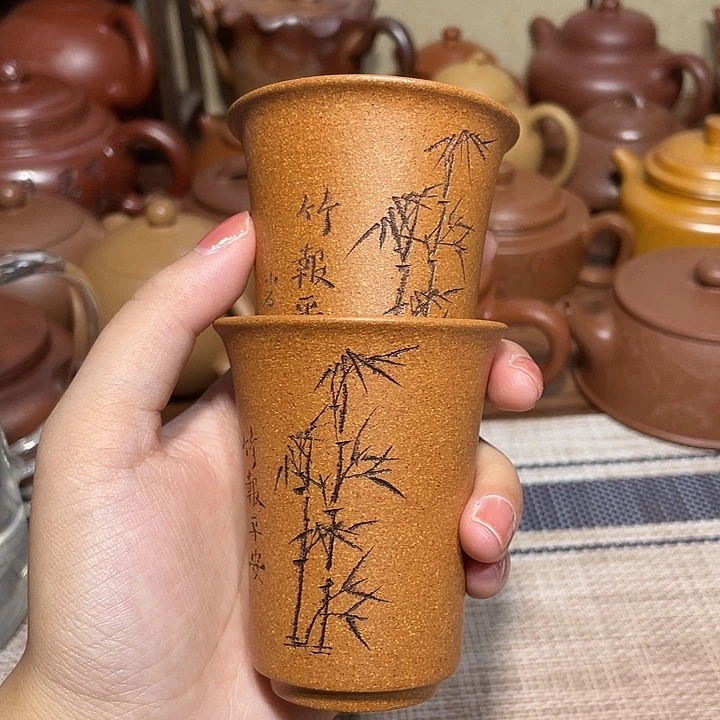 茶壶紫砂紫砂宜兴紫砂杯两只