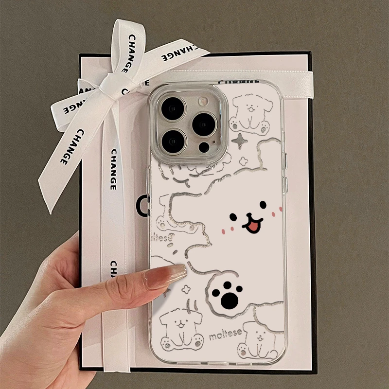 欧克里里线条小狗适用苹果16/15手机壳华为P70vivo小米14oppo套