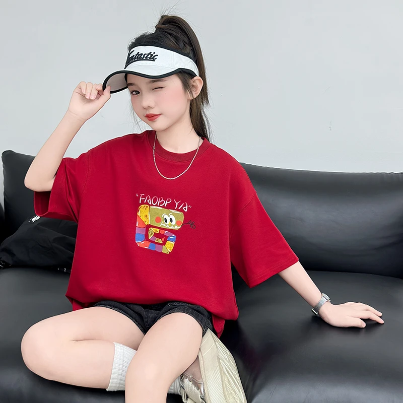韩系2025新款男女童可爱蛇年卡通本命年宽松短袖T恤可亲子