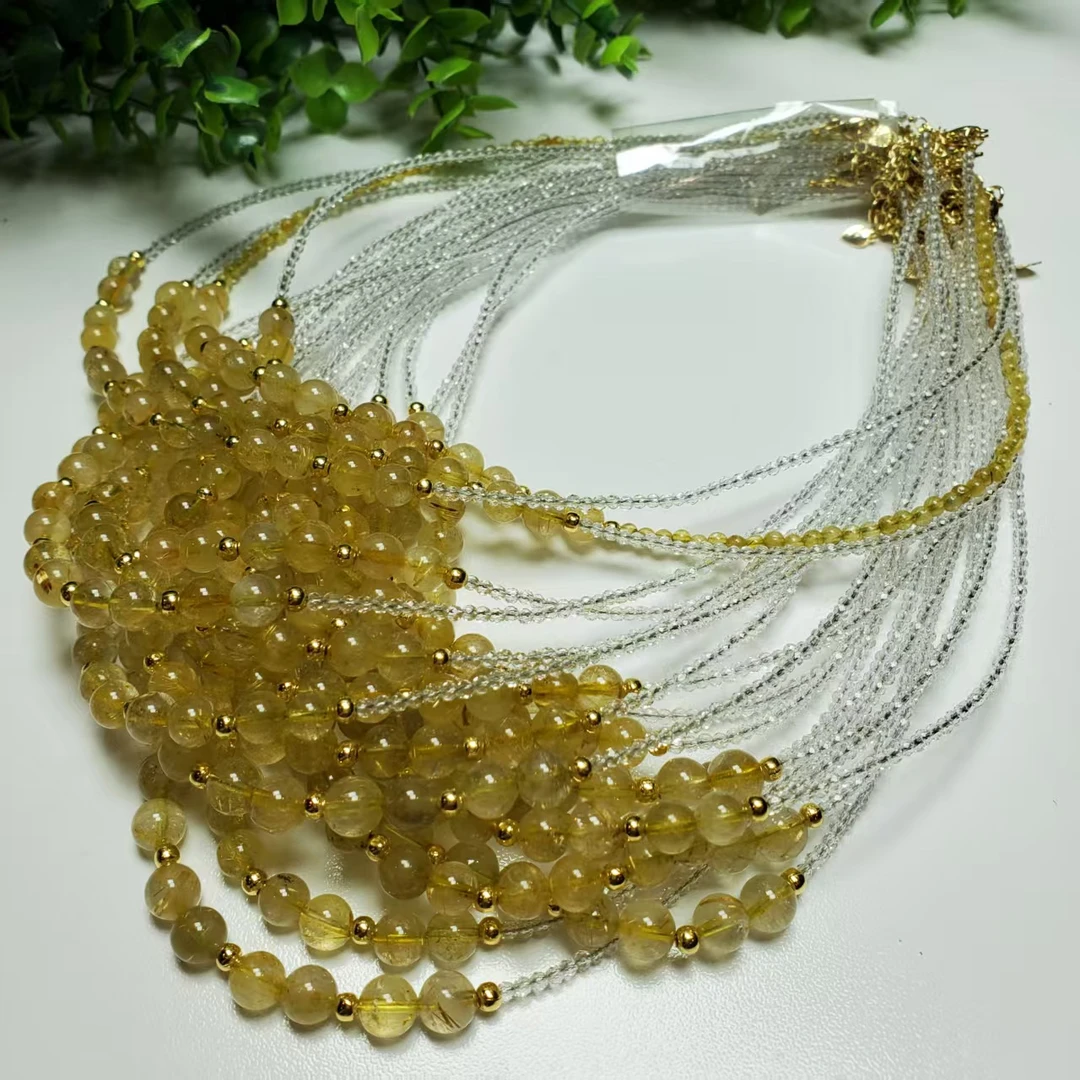 S870【赵小姐】时尚百搭黄发晶项链多样式发其一