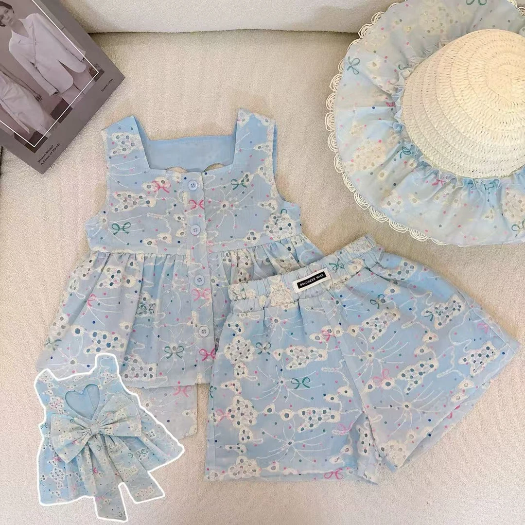 女宝宝碎花背心套装2025夏季新款小女孩百搭夏装女小童韩版两件套