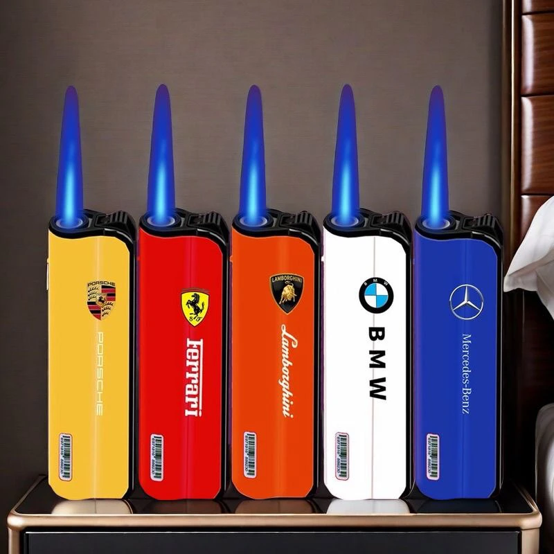 金属防风迷你户外网红高档直冲打火机创意点火车标家用网红款早安