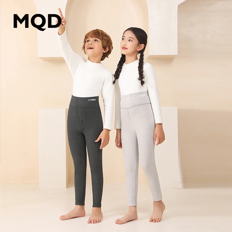 MQD中大童青少年发育期秋冬色纱羊毛蚕丝高腰护肚儿童保暖裤5503