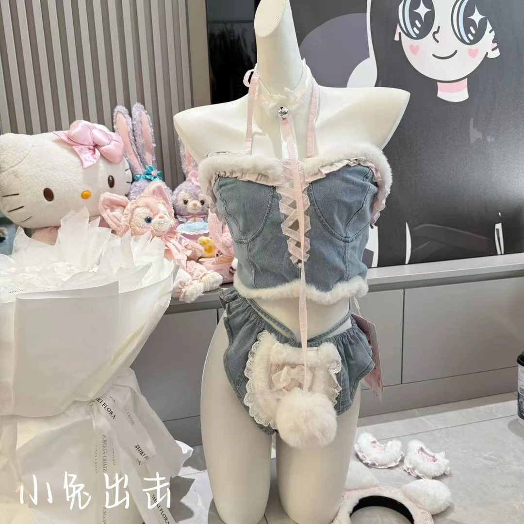 【元气喵】手作系列默认微瑕 小兔出击 牛仔套装（V55）