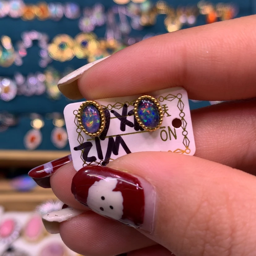 【闪购商品】欧泊耳钉款式银S925镶嵌甜*