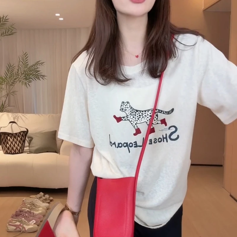 2025夏季新款百搭显瘦设计感休闲时尚印花T恤LK2504092