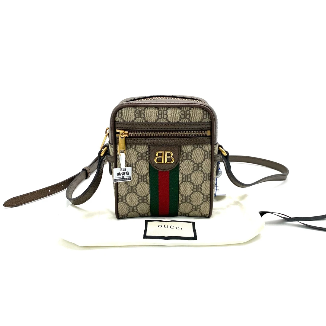 99新 GUCCI/古驰 巴黎世家联名斜挎包 尺寸14/18