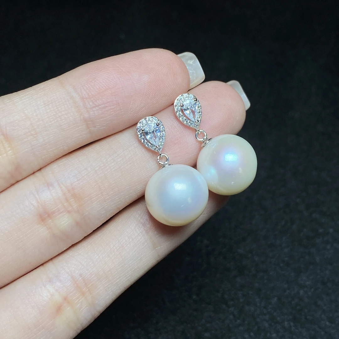 【小北严选】S925银淡水珍珠耳钉约12mm+【多样性发一件】-AH74X488