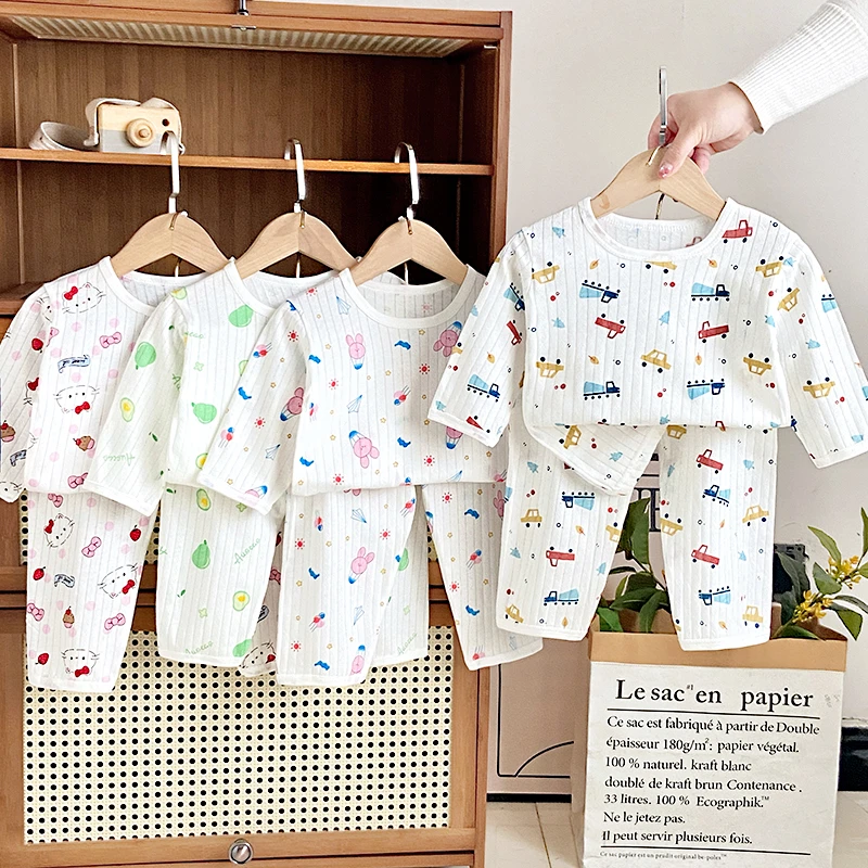 纯棉新款男宝女宝洋气宽松时尚透气夏天薄款可爱儿童款睡衣家居服