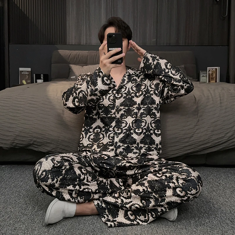 轻奢德绒男士睡衣秋冬款2025新款加厚加绒保暖冬季家居服大码套装