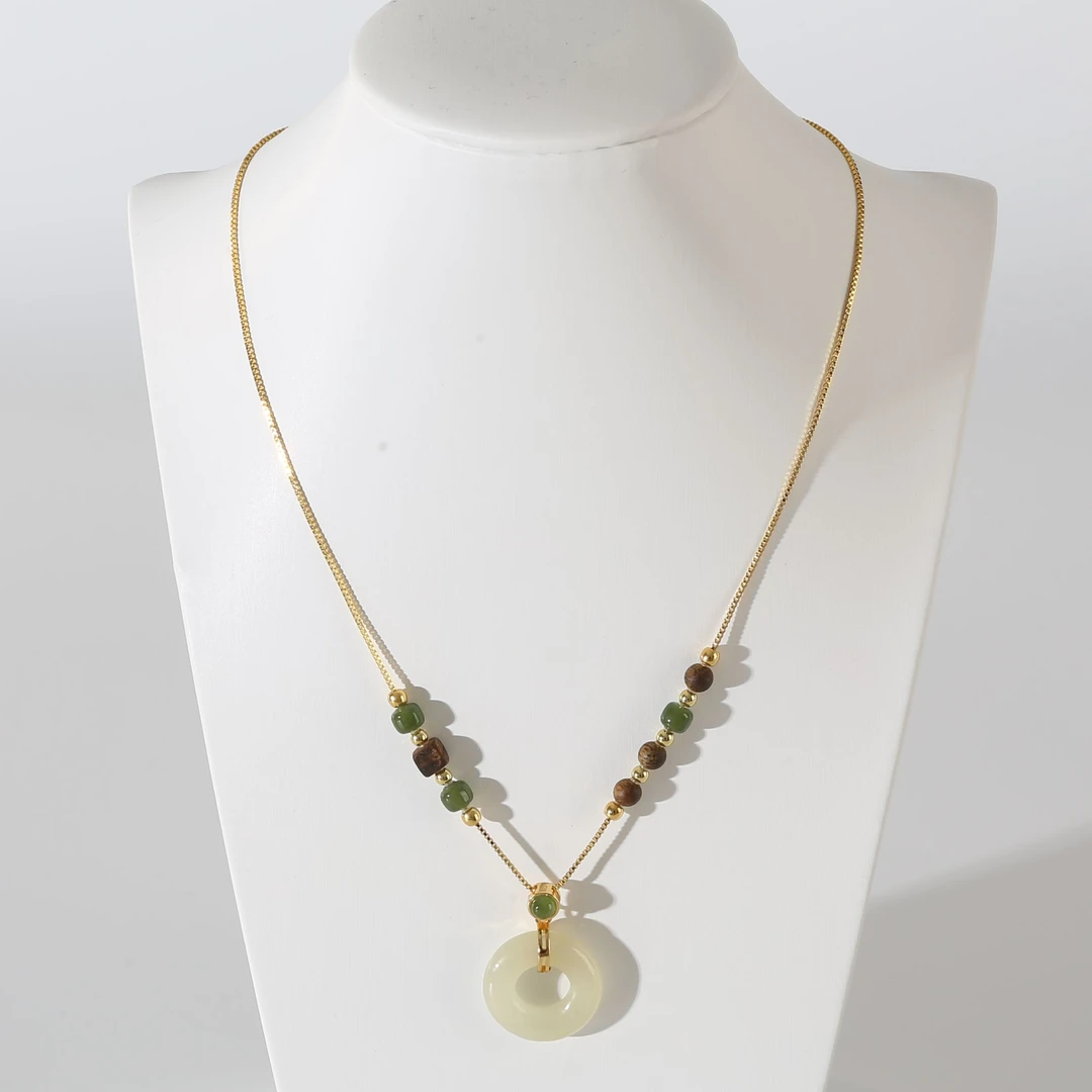 【岁安】奇楠4mm晴水和田玉平安扣项链