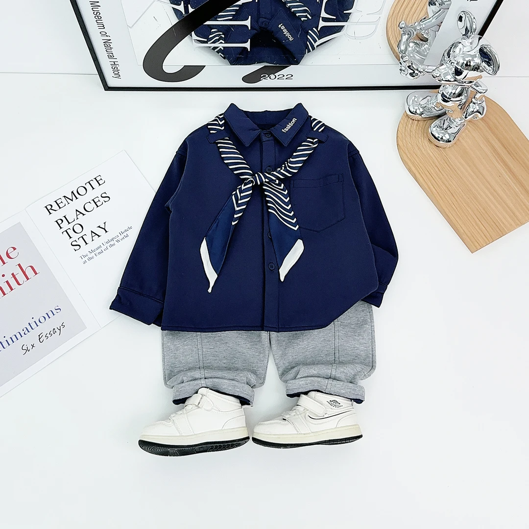 儿童衬衫长袖加绒款2025新款秋冬装男童 YC35500 悠悠童话童装