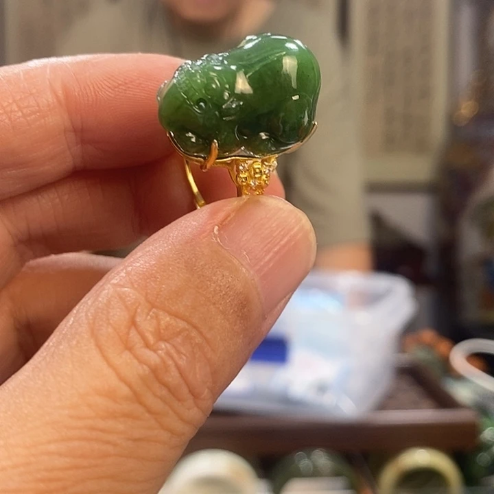 和田玉戒指银S925镶嵌