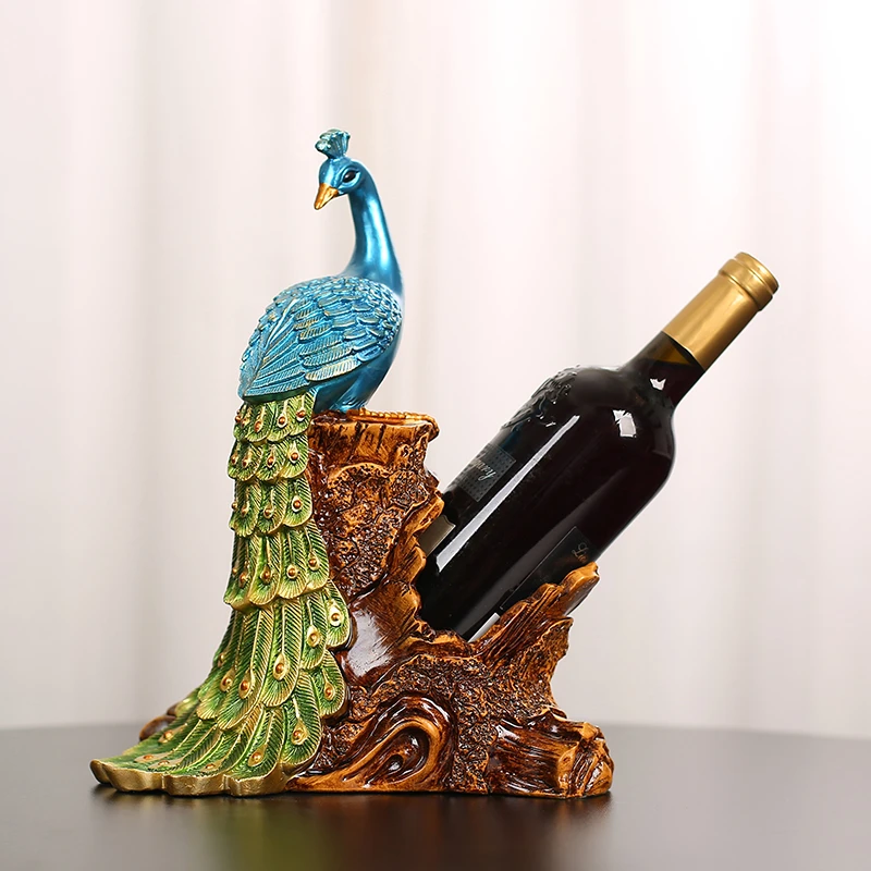 孔雀红酒架摆件欧式创意家居客厅酒柜装饰品现代摆设工艺品送礼