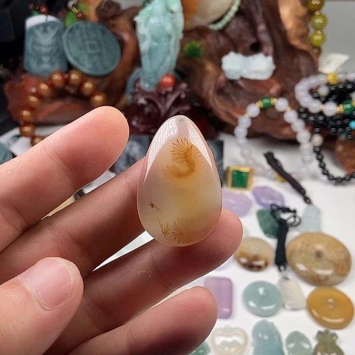 未镶嵌玉髓颈饰水草吊坠