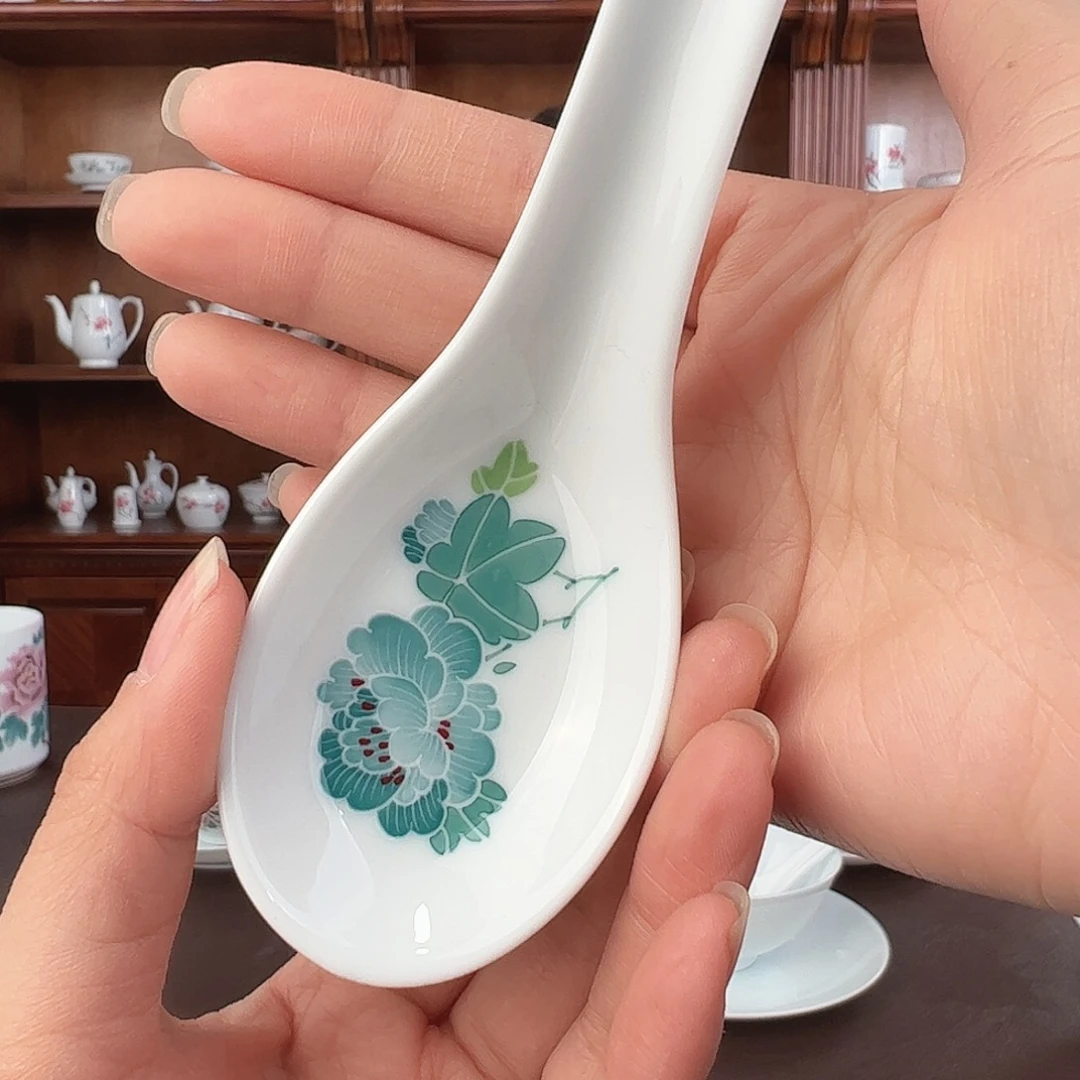 瓷绿芙蓉对花勺子