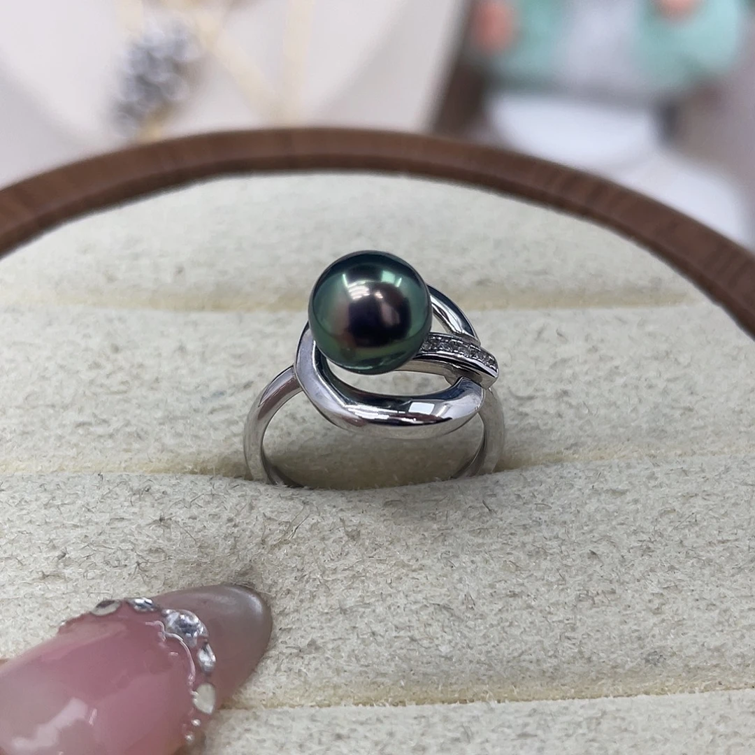 戒指海水珍珠银S925镶嵌