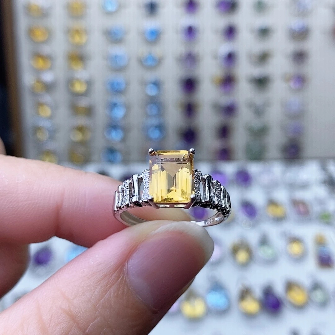 黄晶戒指银S925镶嵌需要证书备注