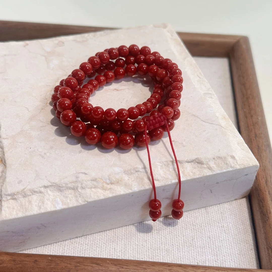 天然科西卡珊瑚108珠项链约19.66g约4.5mm-6mm-26002