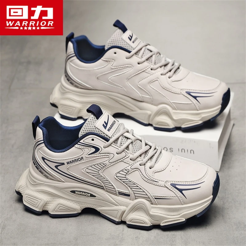 回力男鞋2025新款冬季透气皮面运动鞋男款厚底增高老爹鞋跑步潮鞋