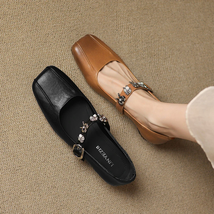 2cm 英伦风通勤休闲百搭玛丽珍鞋春秋韩版简约时尚一字带浅口单鞋