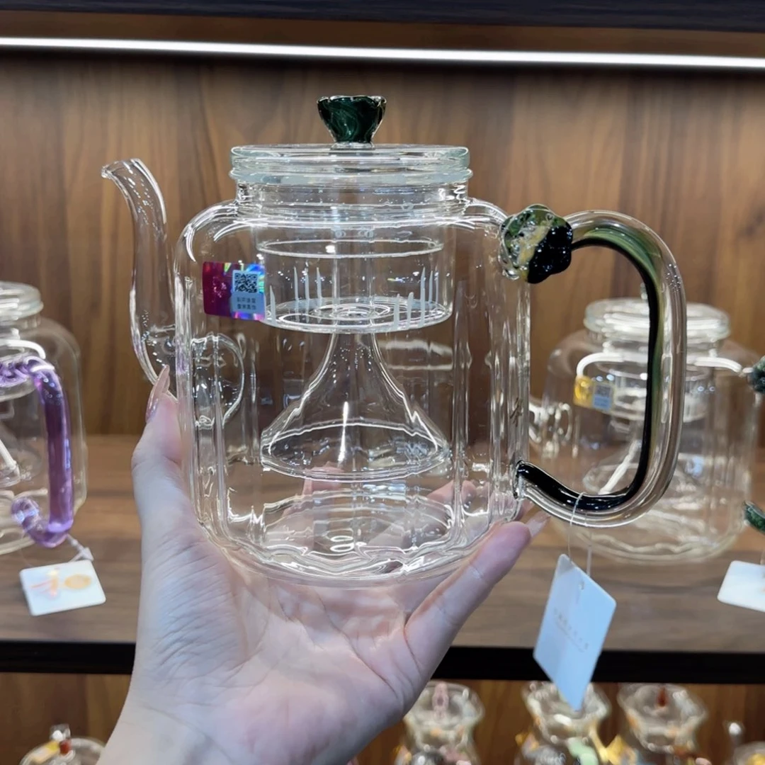 舟*禾器莲君壶凤尾青绿色双内胆➕杯托1个