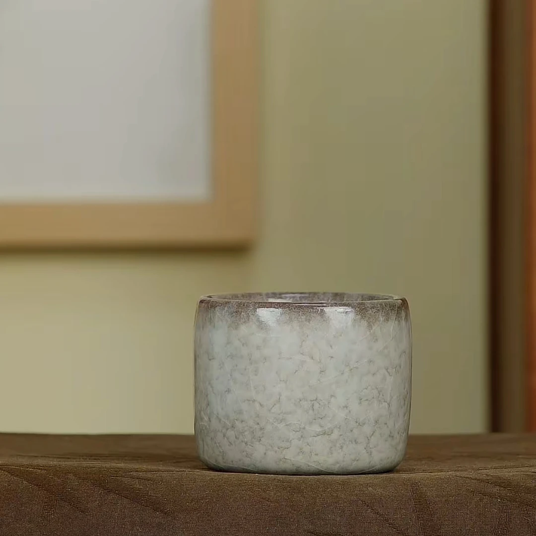 窑变咖色扳指指环杯陈卫武龙泉青瓷纯手工主人杯复古扳指杯家用