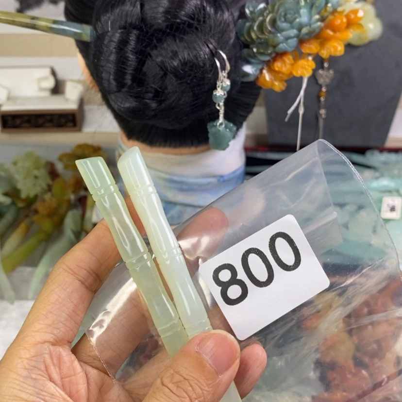 【闪购商品】岫玉发饰未镶嵌娜