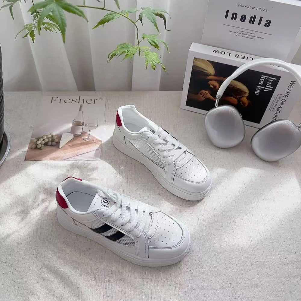 24019新款系带透网舒适百搭软底小白鞋仓