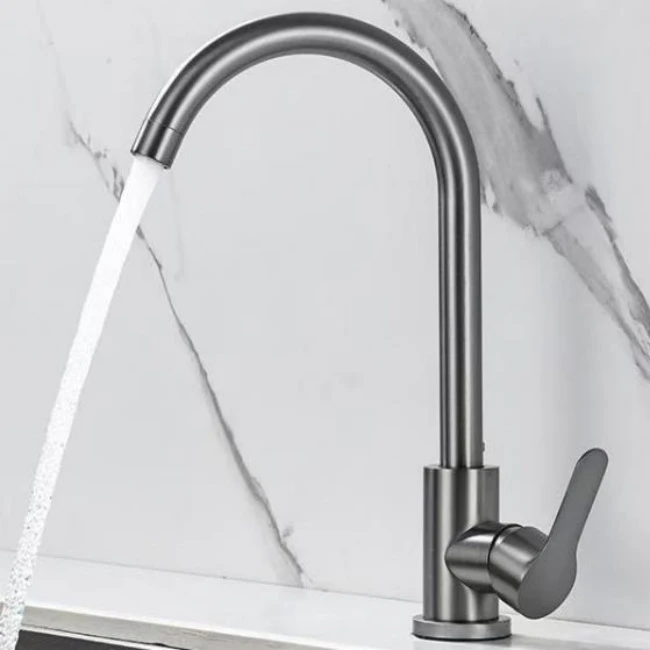 冷热厨房龙头：水镀枪灰菜盆冷热龙头C10049旋转