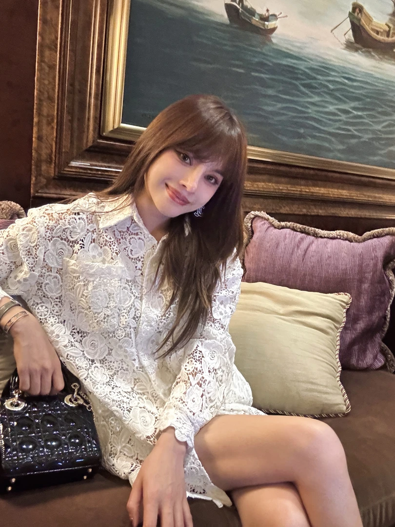 【大希希专属】2025夏装新款重工水溶蕾丝衬衫上衣短裤时尚两件套女