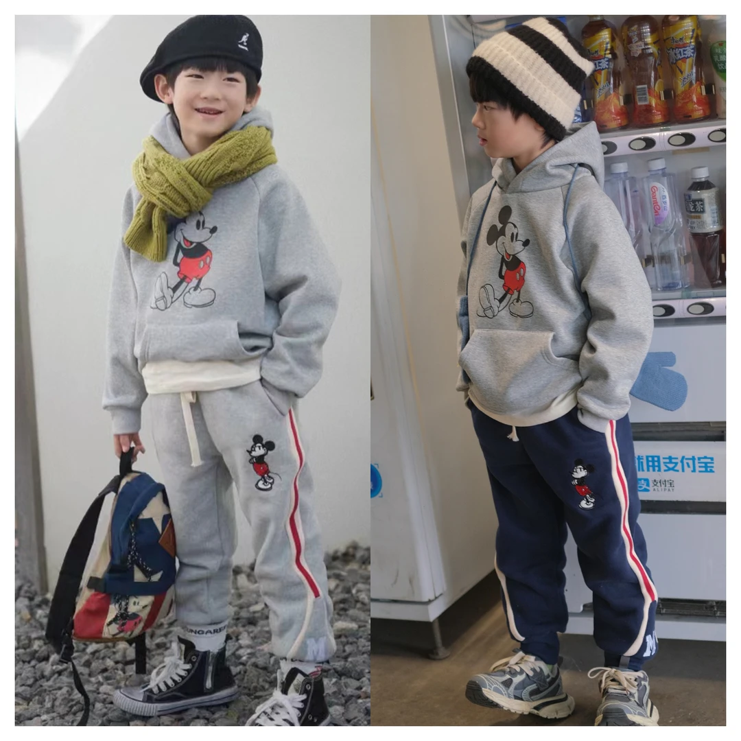 LZ7日本潮牌DD加绒加厚一体绒男女儿童小童儿童秋冬卫裤童裤