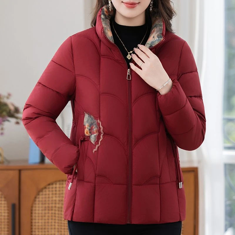 新中式国风妈妈棉服冬洋气新款立领棉衣加厚外套中老年女保暖棉袄