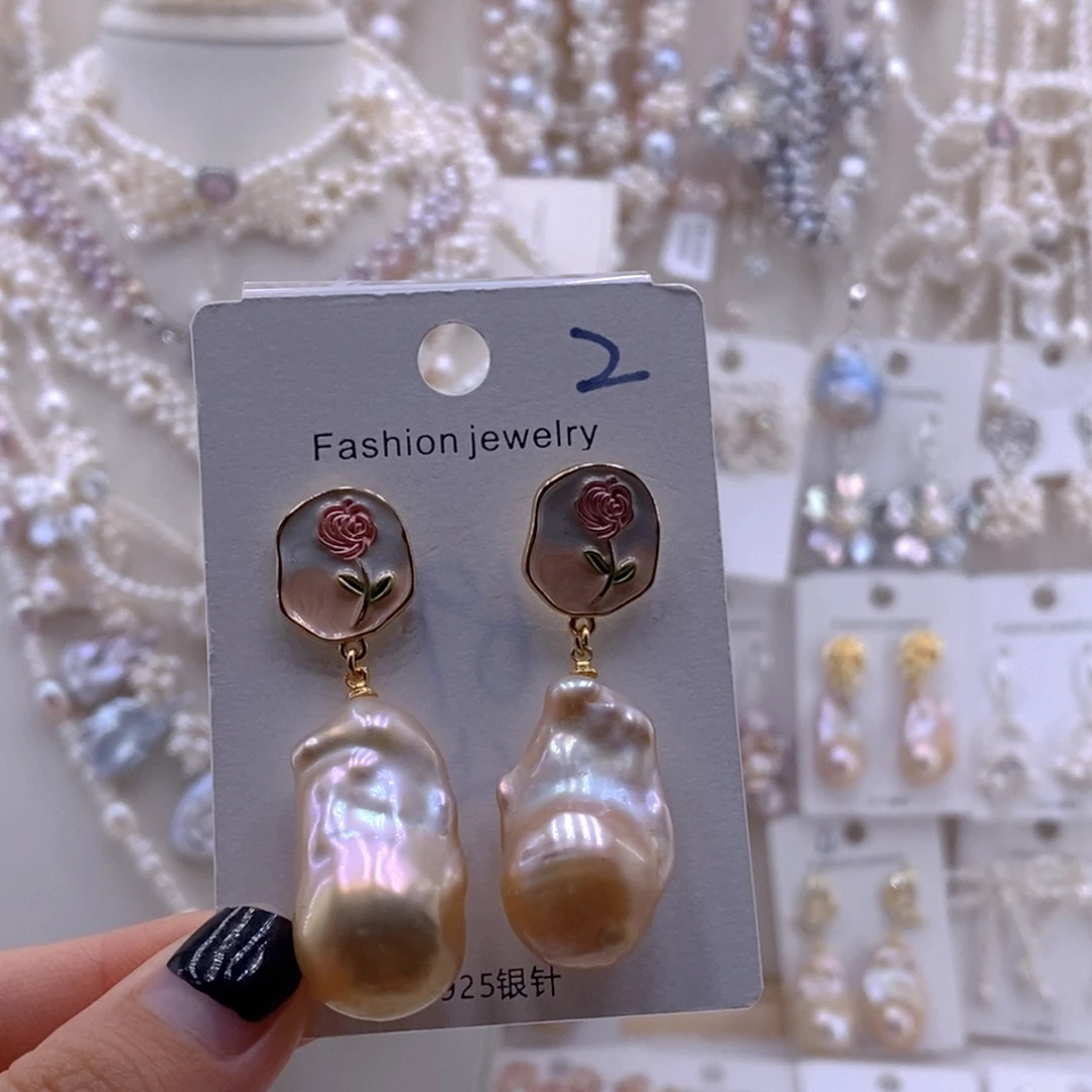 耳饰淡水珍珠银S925镶嵌耳饰