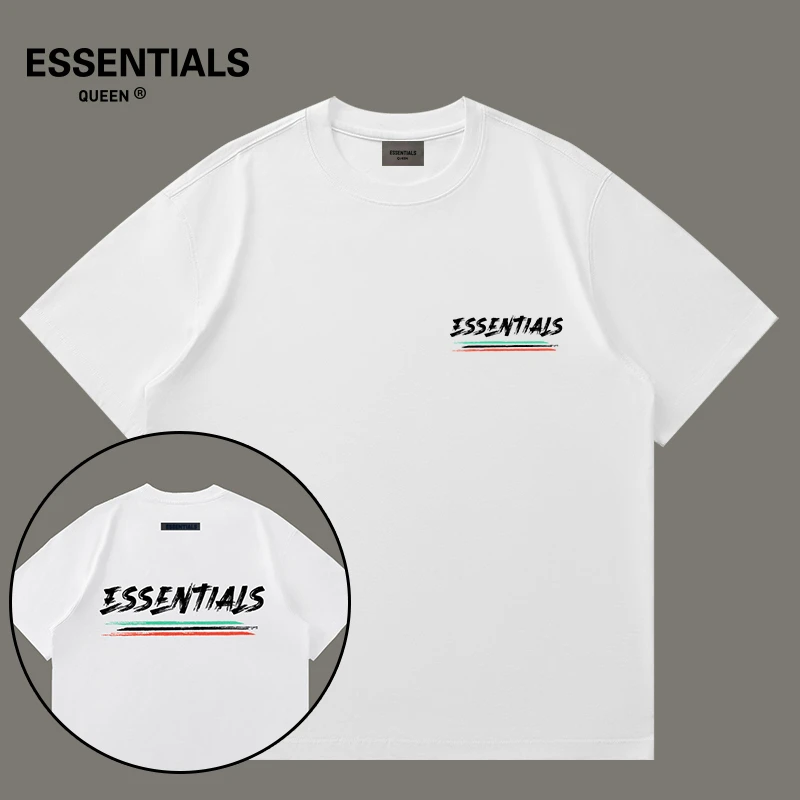 ESSENTIALS QUEEN2025潮牌新款美式白色夏季短袖T恤纯棉宽松印花