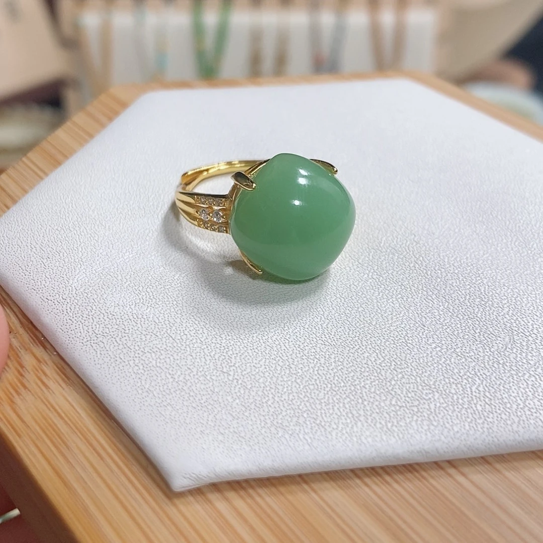 和田玉戒指银S925镶嵌