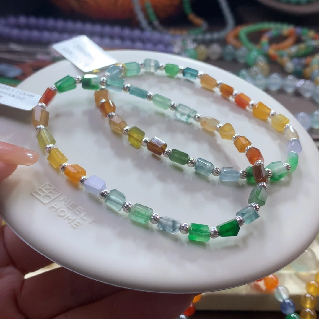 手链翡翠未镶嵌冰彩虹碎碎冰