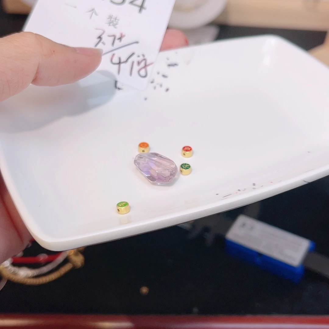 紫晶珠宝半成品银S925镀金镶嵌154