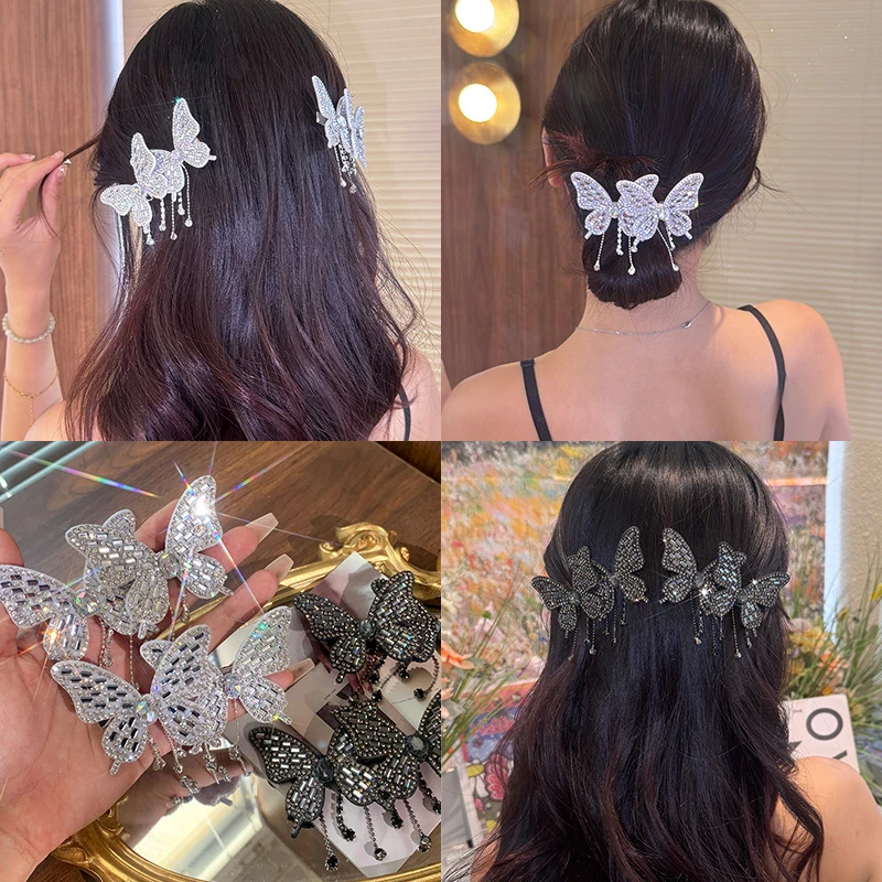 韩版高级精致轻奢闪亮蝴蝶精灵发夹刘海夹仙气ins仙女甜美发卡ZB