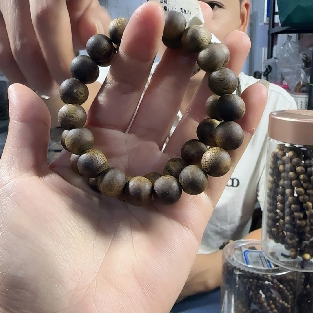 手串沉香棋楠老白棋圆珠单圈1.1/11克多样性发一