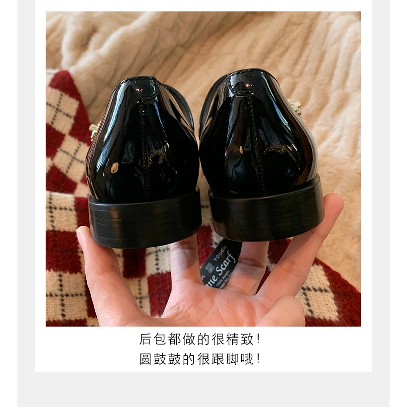 【福饮沸别】大码春款圆头一字带粗跟法式玛丽珍鞋甜妹风女8168-7