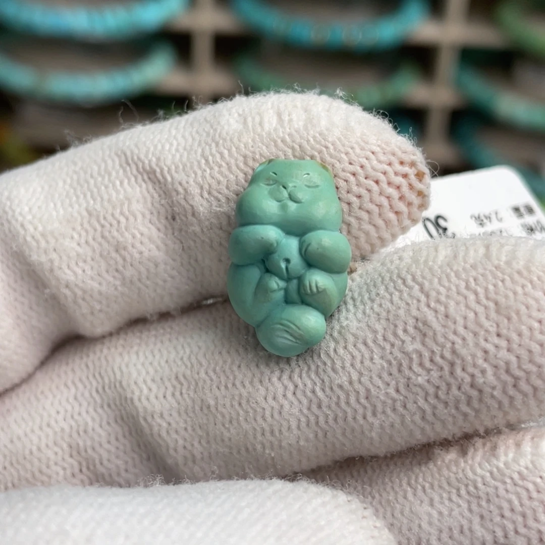 绿松石未镶嵌肥猫家润30