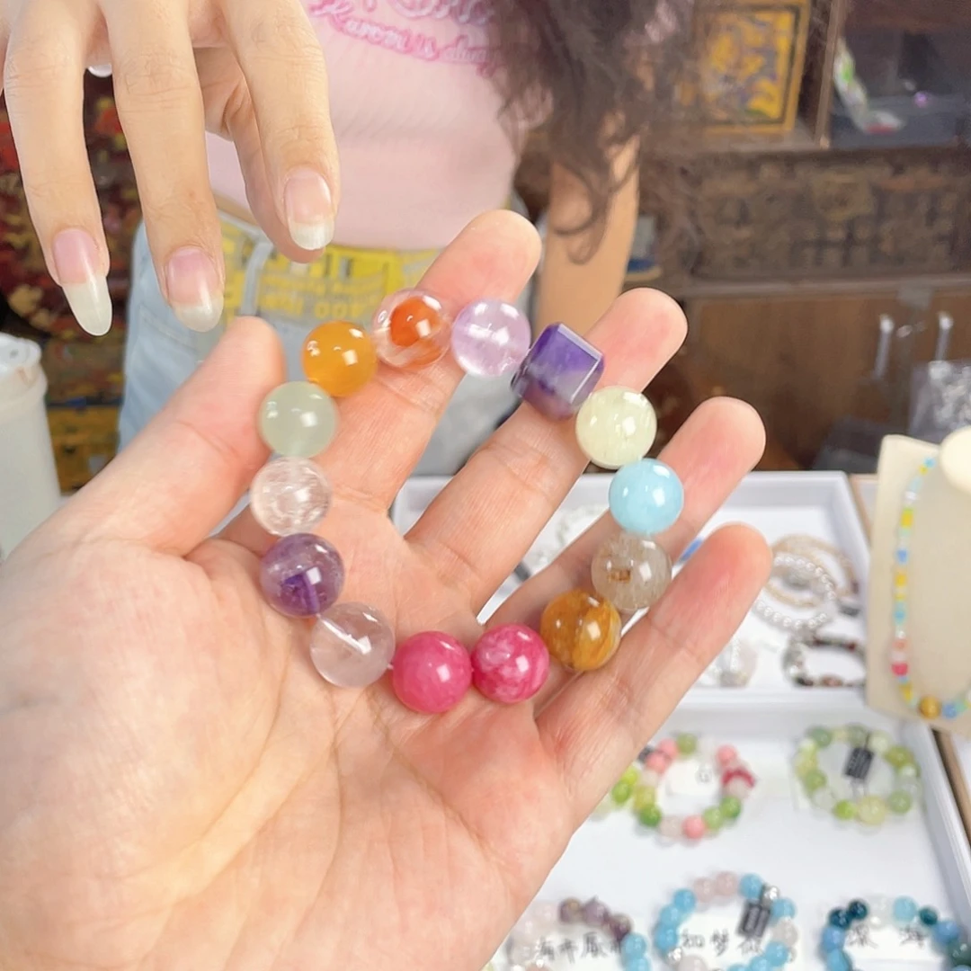 水晶手链银S925镀金镶嵌