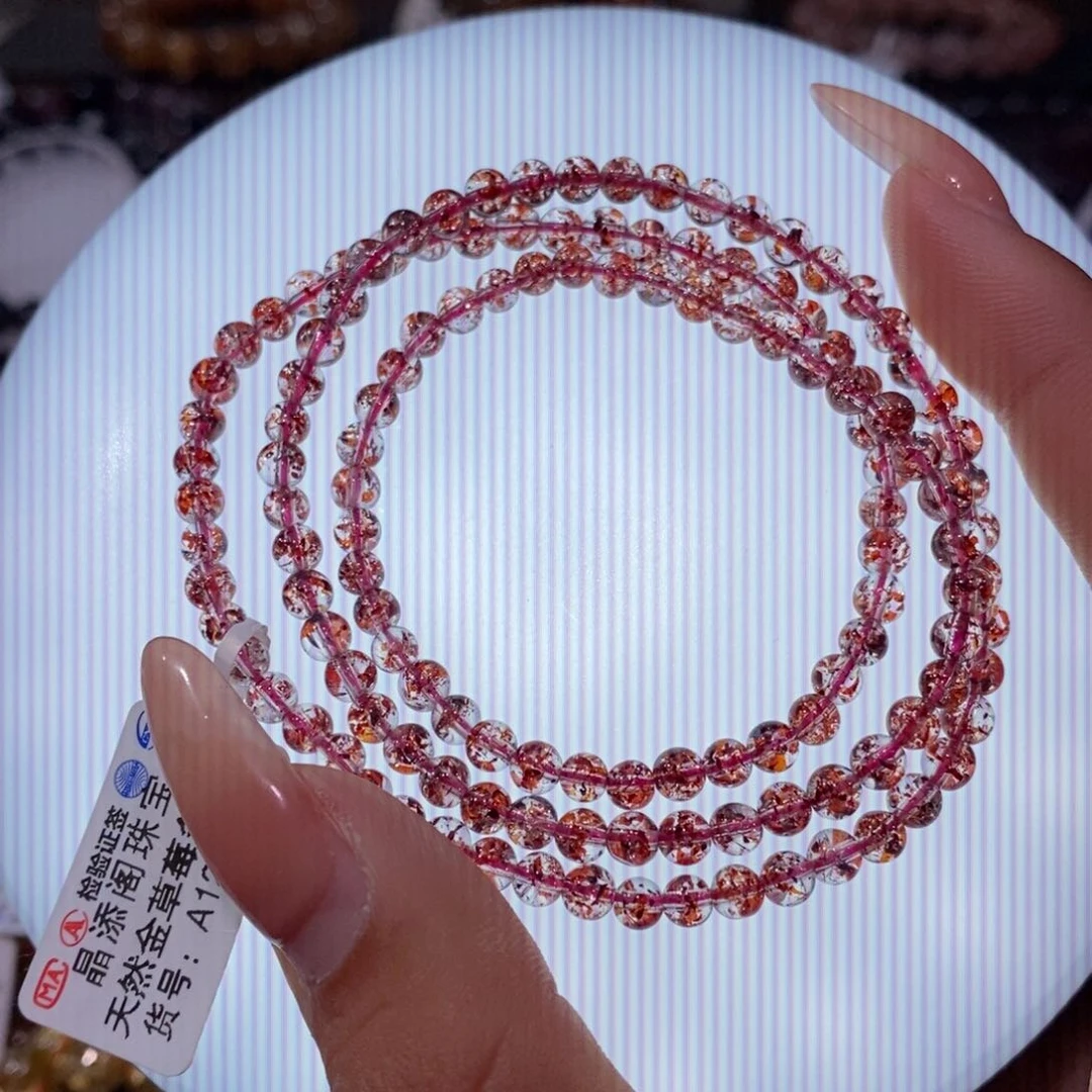 水晶手串未镶嵌金草莓多圈4+