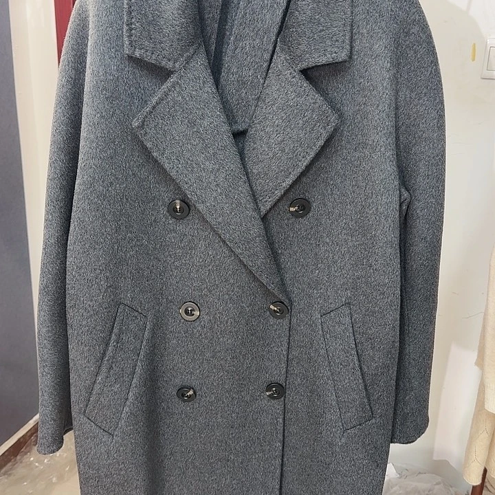 101801灰色100%美丽诺羊毛大衣