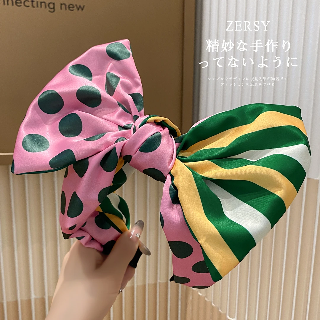 波点蝴蝴结宽边新款发箍女高级感洋气时尚发卡夏天高颅顶气质头箍