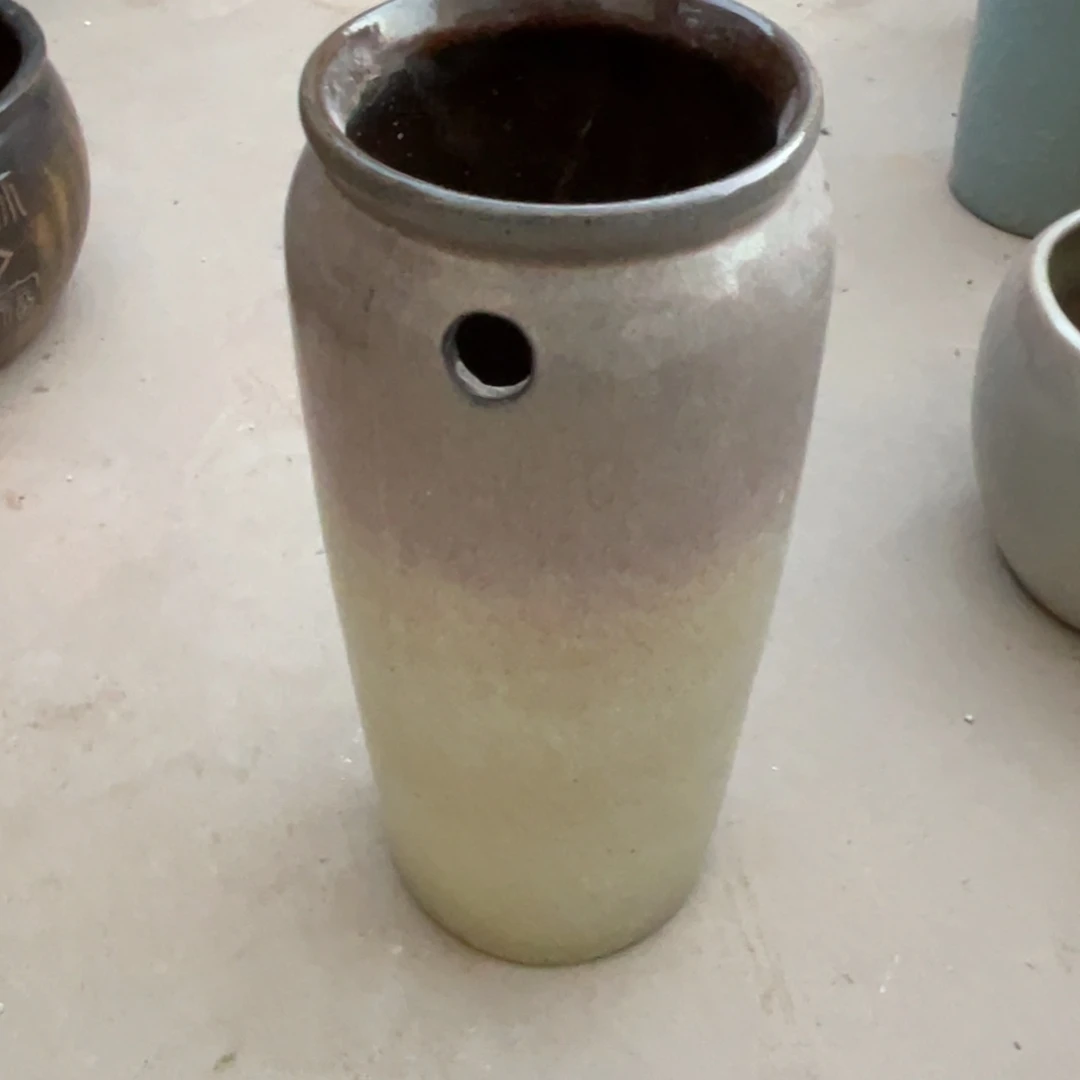 花盆紫砂36×14有孔瑕